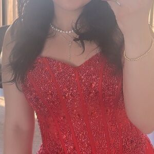 Red prom dress formal gown